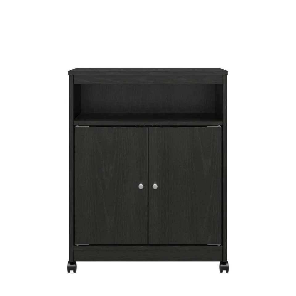 Rolling Microwave Oven Utility Cart Stand Cabinet Storage Sturdy Kitchen Black - Image 3 of 4
