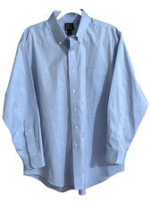 JOS A Bank Men's sz 17-33 Slim Fit Travelers 100 Cotton Blue Dress Shirt