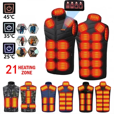 MARKENLOS 21 Zonen USB Beheizbare Heizjacke Weste Heizweste Beheizte Wärmeweste Herren