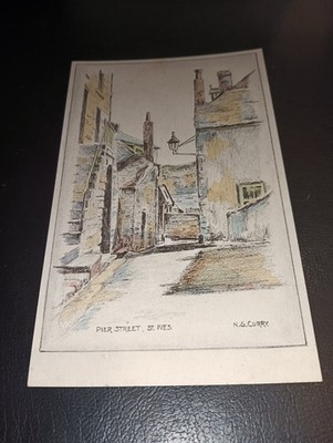 Künstler gezeichnet, Pier Street, ST. IVES, Cornwall - N. G. Curry