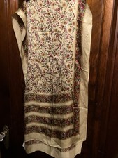 Gold Floral Pure Silk Scarf 60"x17" Made in India, NWT