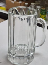 Vintage Clear Glass Ribbed Beer Mug