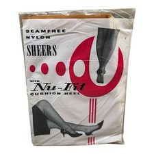 Vintage Nu-Fit Cushion Heel Seanless Nylon Shears Stockings 9 1/2 Reinf Toe