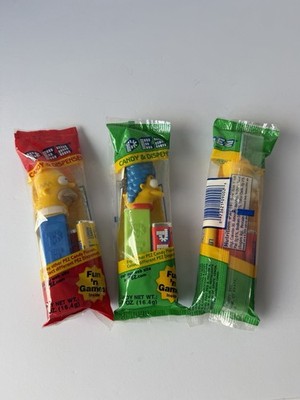 Vintage 1990s Simpsons PEZ Dispensers Sealed Homer Marge Bart Lot of 3