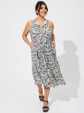 NWT Torrid Midi Wash Gauze Tiered Dress Size 5X Floral Sleeveless