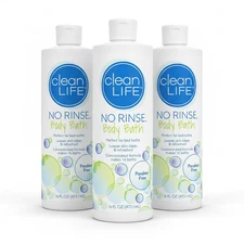 3 Pack No Rinse Rinse-Free Body Wash, Paraben free Liquid 16 Oz (473ml) Each