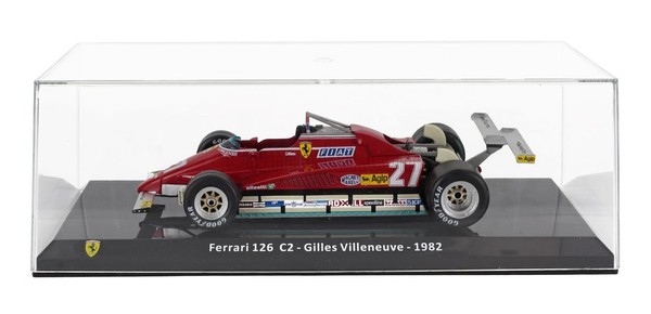 Statisches Modellauto Ferrari F1 126C2 1982 Gilles Villeneuve Mit Vitrine 1/24-image