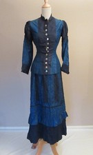 Vintage Edwardian Two Tone Silk Blouse  Matching Skirt Set