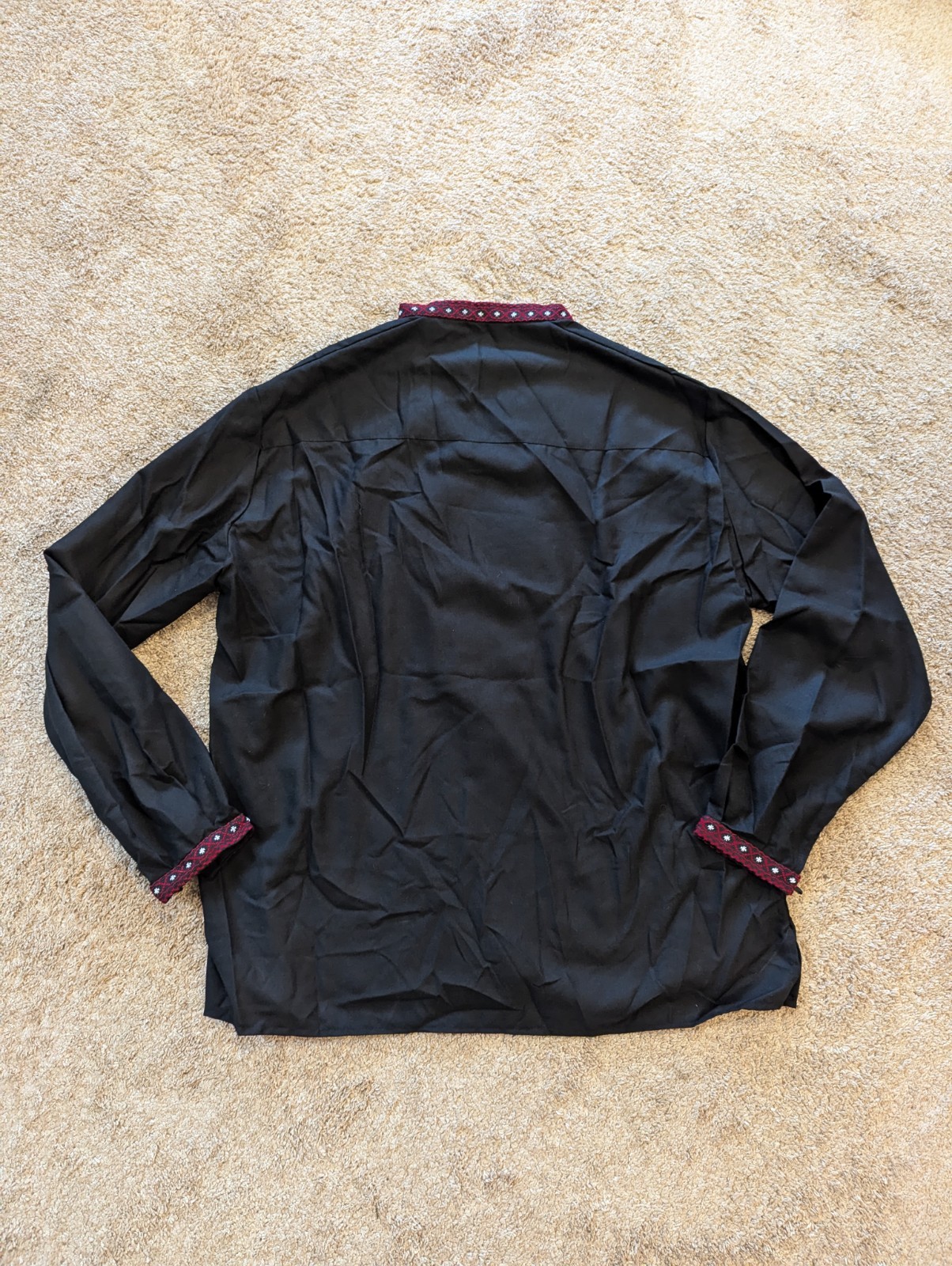 Ukrainian Embroidered Black Shirt Men’s Sorochka Vyshyvanka Shirt Size L