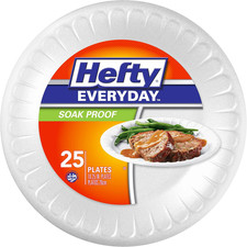 Everyday Soak-Proof Foam Plates, White, 10.25 Inch, 25 Count