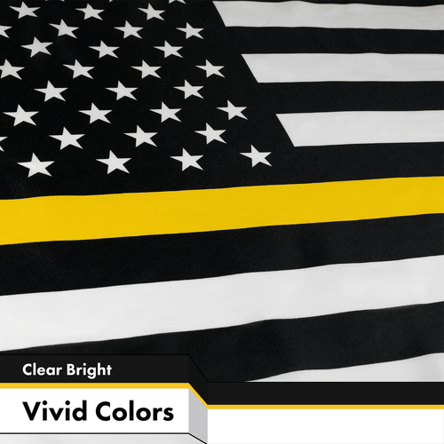 Bandiera Americana Linea Giallo Sottile 3x5 Ft Confezione da 10 Poliestere Stampato 150D - Foto 3 di 5