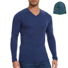 100% Merino Wool Men's LS Thermal Base Layer Shirt - Lite, Midweight for Hiki...