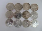12X mixed 80% Silver Canadian Canada Silver Dollar toned
