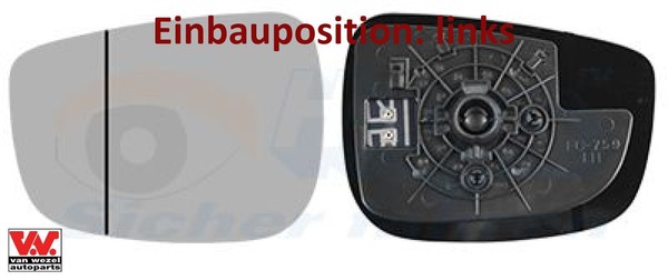 VAN Wezel 2791837 Spiegelglas FüR AußEnspiegel Links FüR Mazda-image