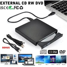 USB External CD DVD ROM Writer Burner Player Drive PC Laptop for Windows Mac