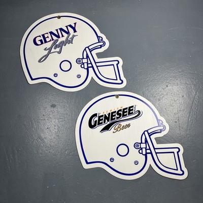 Vintage 2000s Genesee Beer Genny Light Football Helmet Signs White 24  SET OF 2
