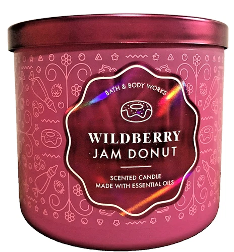 WILDBERRY JAM DONUT CANDLE 14.5 OZ 3 WICK BATH BODY WORKS FUSHISA PINK SOY WAX