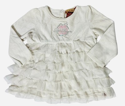 Apple Bottoms Toddler Dress Ruffle Bling Embroidered Long Sleeve Velour 24 Mos.