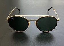 Ray-Ban RB3647N Round Double Bridge Sunglasses - Gold and Brown