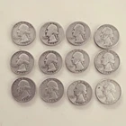 Washington Quarter Variety Lot of 12 Circulated US 25C Coins 1944-1964
