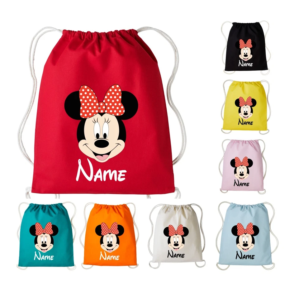 Personalised Your Name Minnie Mouse Drawstring Bag Back To School Rucksack Bag