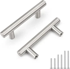 6 Pack Hole Centers (64Mm) 2.5Inch Brushed Nickel Cabinet Handles Brushed Nickel