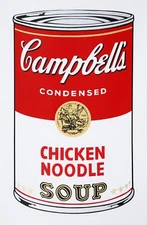 Andy Warhol, Campbell's Soup Can: Chicken Noodle, Screenprint, stamped in blue v
