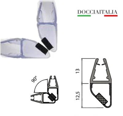 DOCCIAITALIA Guarnizione ricambio magnetica 190 cm, Per Box Doccia 90°/180° 6 mm .