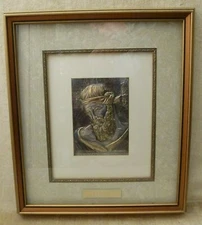 PANAYOTES PETER ZOUDIS Listed Artist RELIEF PLAQUE PLATO 999+ silver 24k gold 