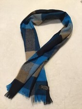 Acrylic Plaid Scarf Made in France Multicolor Light Fringe Used