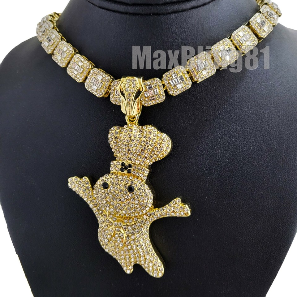 Hip Hop Gold Plated Doughboy Pendant & 16