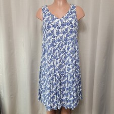 Rachel Ashwell Sleeveless Knee Length Shift Dress Women's Sz XS Blue Floral NWT