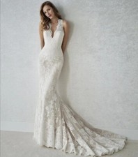 PRONOVIAS "FAMILIA" IVORY/CHAMPAGNE WEDDING DRESS SZ 10 Nwt