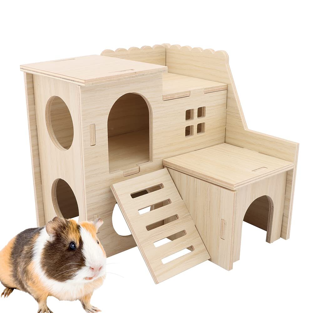 その他 Hamster house Large Hamster Maze Wood House Fun Slide House Double-Decker Hut