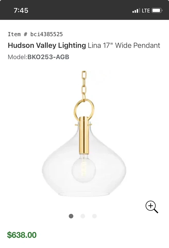 Colgante Hudson Valley Lighting BKO252 Lina 12"W - Latón Foto 4 de 4