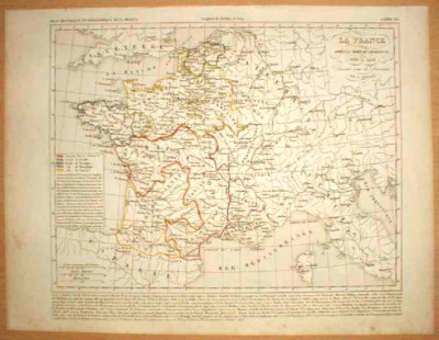 1839 Houze map FRANCE IN TIME OF CHARLES VI, 1380-1422, #20