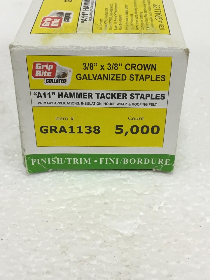 10 x (5000Pack)NEW Grip Rite A11 3/8" Crown Galvanized Collated