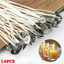 50Pcs Candle Wicks Pre-Waxed Wick 6 Inch For Candles Cotton Core DIY Making
