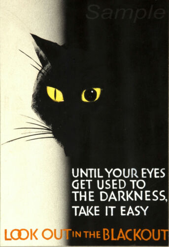 VINTAGE LOOK OUT IN THE BLACKOUT WAR POSTER A2 PRINT - Afbeelding 1 van 1