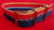 New LONG Timex TW 7C22300 GZ ONE PIECE Nylon 20mm Watch Band Blue Red Orange