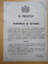 1863-IL PREFETTO DELLA PROVINCIA DI CATANIA-Tifo bovino