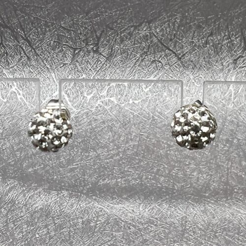 NWOT Paige Harper Earrings Pierced Stud Silver Plated Swarovski Crystals Ball - Picture 1 of 11