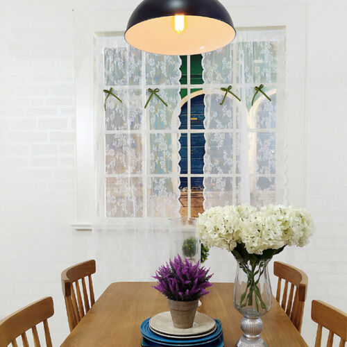 W75*H200cm White Lace Sheer Curtain Kitchen Cafe Door Window Shade Curtain Drape - Picture 19 of 20