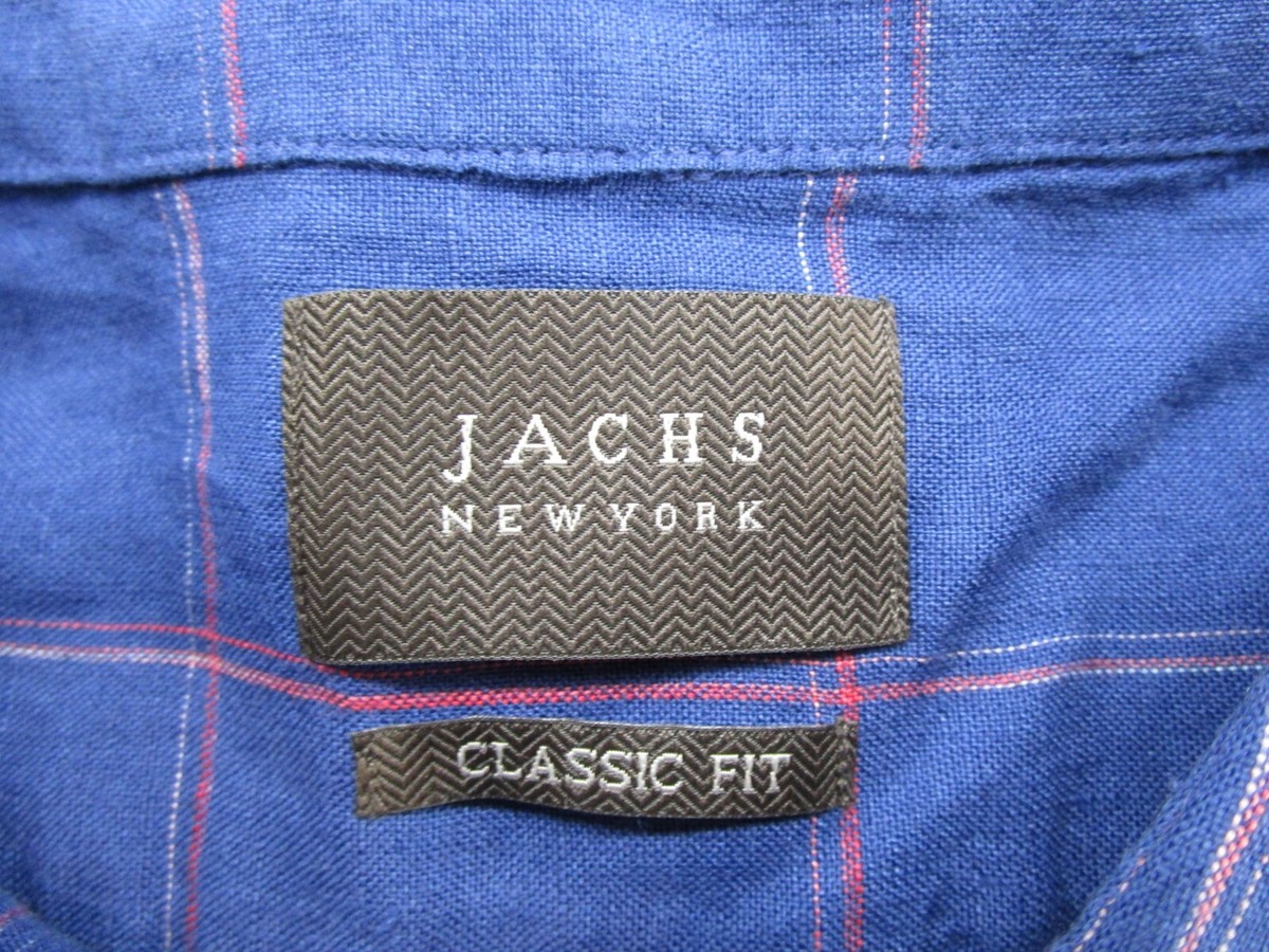 Jachs New York Men's SZ 2XL Blue 100% Linen Classic Fit Button