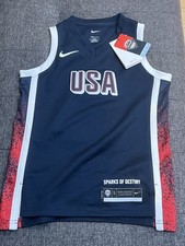 NWT Nike Team USA 2024 Olympics Basketball Jersey Navy Kids Small Blank
