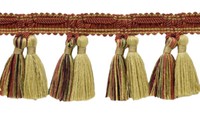 Double Quasten-Fransenborte Farbe# VNT21 – Beige Harvest Red [5 Yards]