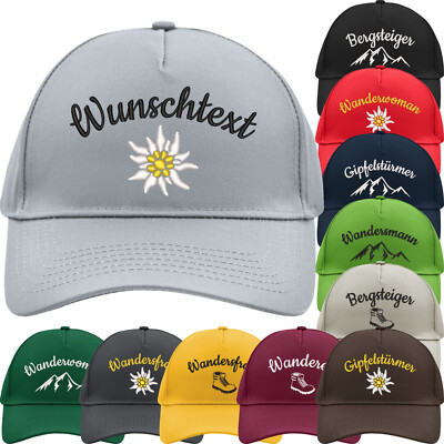 Basecap bestickt mit Wander-Motiv und Text Wandercap Outdoor Cappy Mütze Wandern