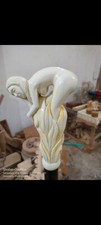 Wooden nude girl hip Handcraved Walking Style Stick Shaft Antique Cane Gif
