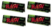 RAW BLACK ORGANIC HEMP Rolling Papers - 1 1/4 Size - 4 packs/ 50 leaves ea pack 