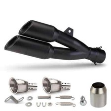 Universal 51MM Motorcyc Exhaust Muffler Modify Double Outlet Tail Sil Encer Tube